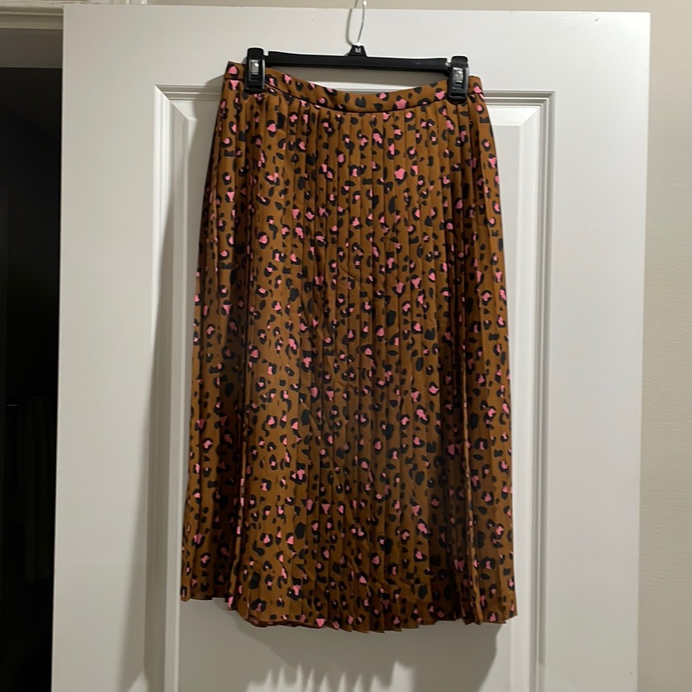 NWT J Crew leopard print pleated skirt size 4